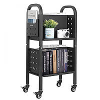 Візок для книг VEVOR, бібліотечний візок, візок для книжкової полиці, L, 70 кг, 45x33x88 см, чорний 322532