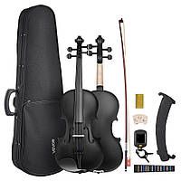 Набір для скрипки VEVOR 4/4, довжина дужки 584,2 мм, з футляром, чорний колір, каніфоль 323038