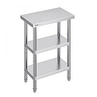 VEVOR Стіл Робочий Кухонний Стіл Підготовчий Стіл Комерційний 356х610мм Тримісний 322051