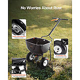 Розкидач добрив VEVOR 27,2 кг, відцентровий розкидач, пневматичні шини, ширина розкиду 3 м 323167, фото 5