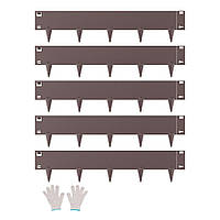 Комплект бордюрів для газону VEVOR, 5 шт., коричневий, 990x207x1,5 мм 323437