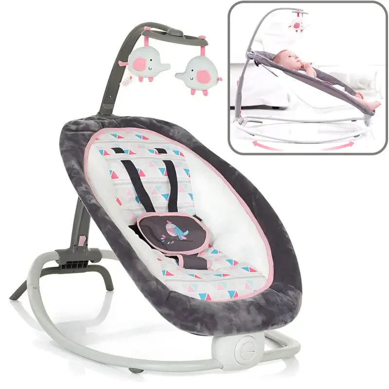 Шезлонг-гойдалка Mastela 6917 з мелодіями та підвісними іграшками (Рожевий), фото 1