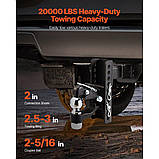 Vevor 310207 Trailer Hitch 9T Стволовий гак 63,5-76,2 мм кільце рамки 435x125x280 мм, фото 2