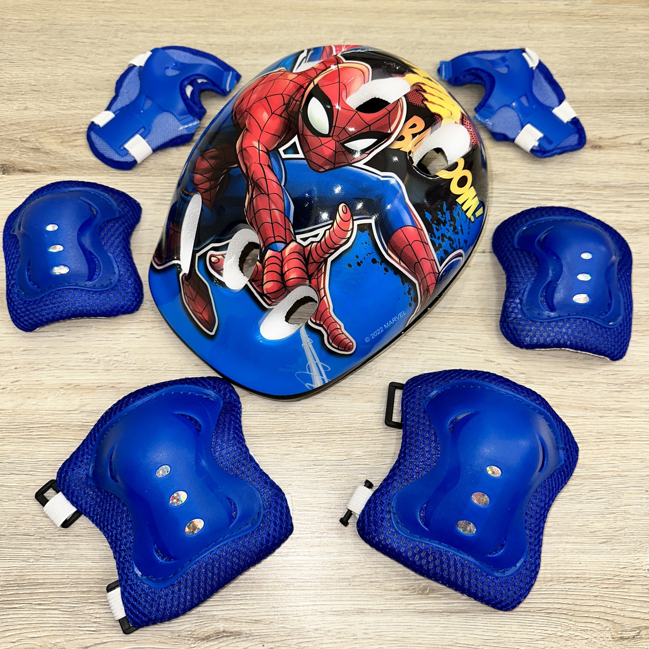 Комплект захисту для дітей і підлітків, налокітники, наколінники, рукавички + ШЛЕМ салатовий, фото 1