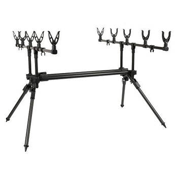 Род-под Stenson Twin Carp 65–120 см, для 5 вудилищ, алюмінієвий, складаний, з чохлом, чорний, стійкий стенд для коропової рибалки