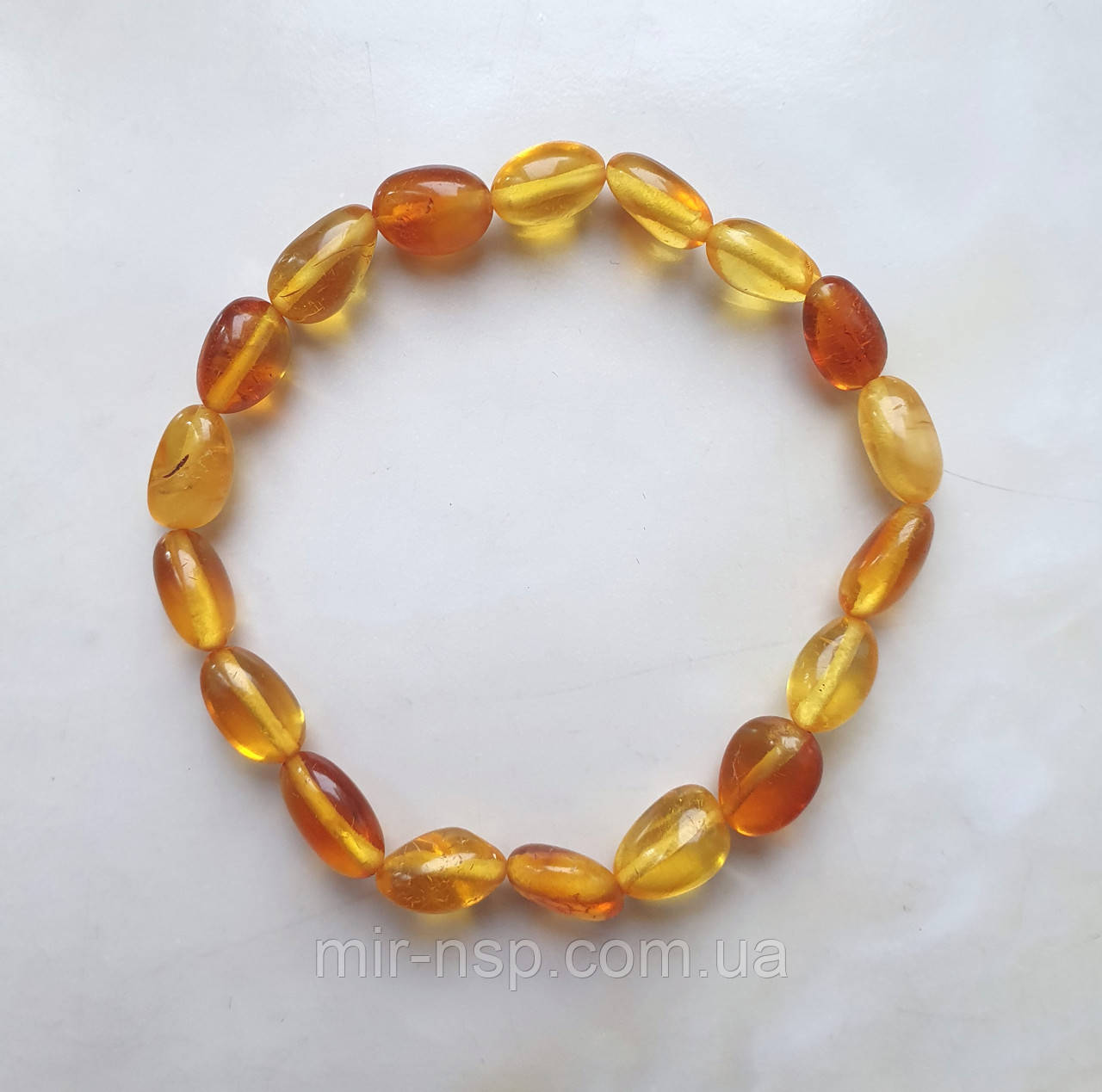 Браслет 100% натуральний цільний природний бурштин (не прес, не плавка) вага 5г розмір 19, фото 1