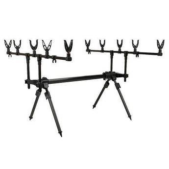 Род-под Stenson Profi Carp 76–120 см, для 5 вудилищ, алюмінієвий, складаний, з чохлом, чорний, стійкий стенд для коропової рибалки