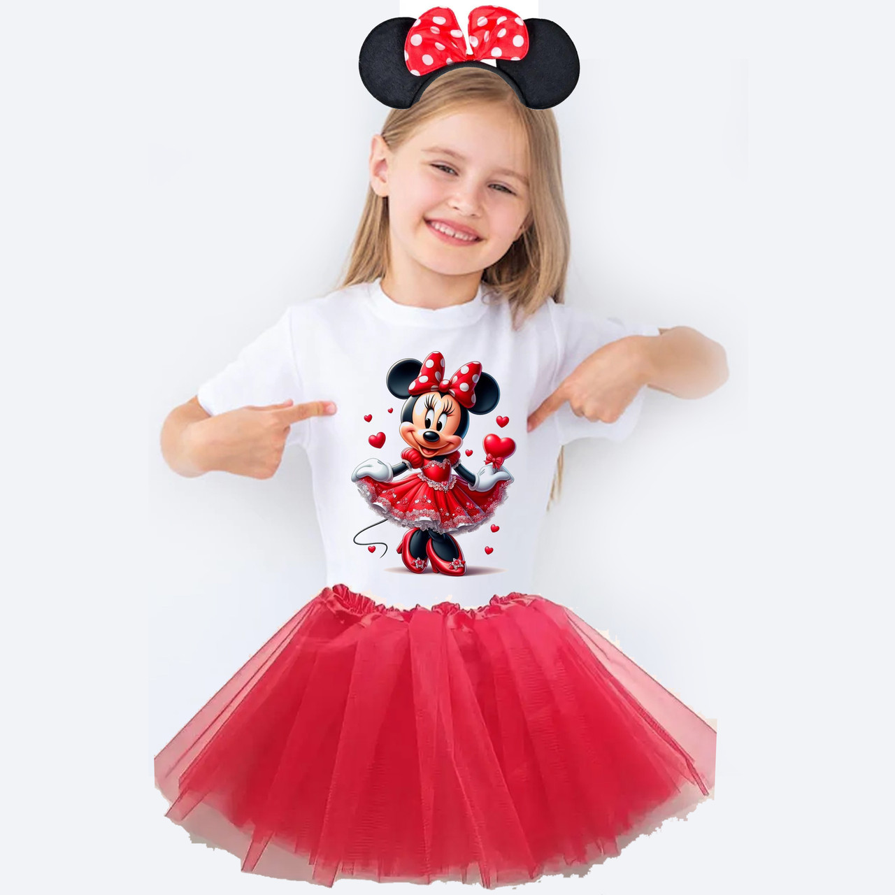 Детский костюм Минни Маус Ободок, футболка. юбка фатиновая, фото 1