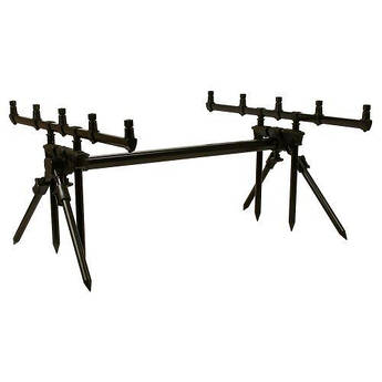 Род-под Stenson 125×65×75 см, на 3 вудилища, алюмінієвий, складаний, з чохлом, чорний, стійкий стенд для риболовлі