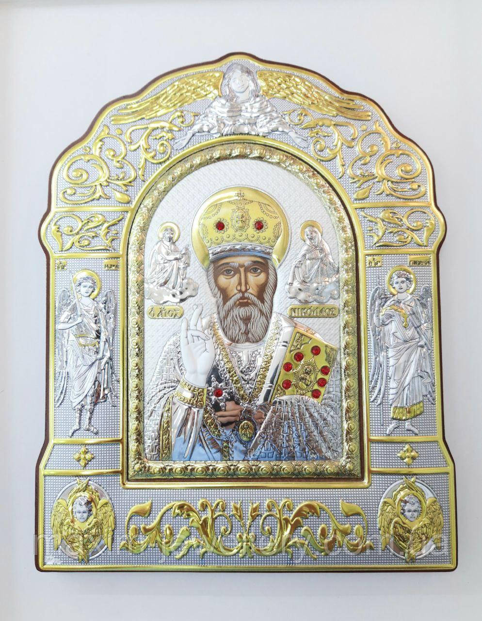 Срібна ікона "Святий Миколай Чудотворець" (250х200мм.), фото 1