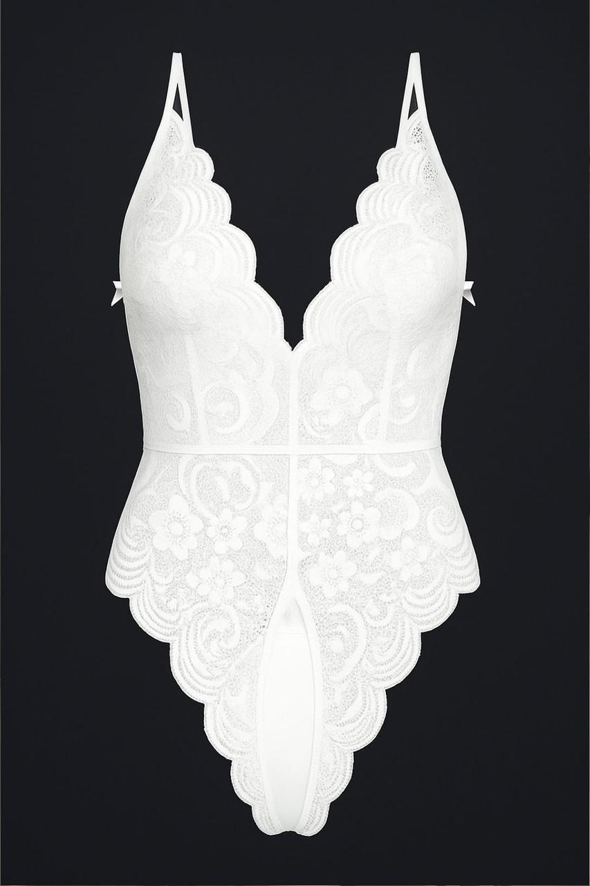 Боді жіноче мереживне Бантик Crisp Love білий, фото 1