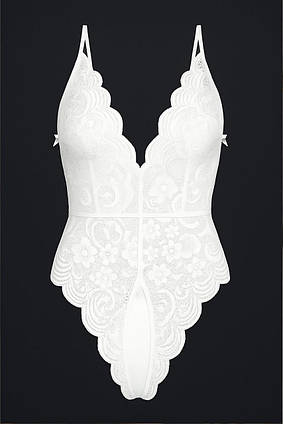 Боді жіноче мереживне з перлами на спині Crisp Love S-М біле