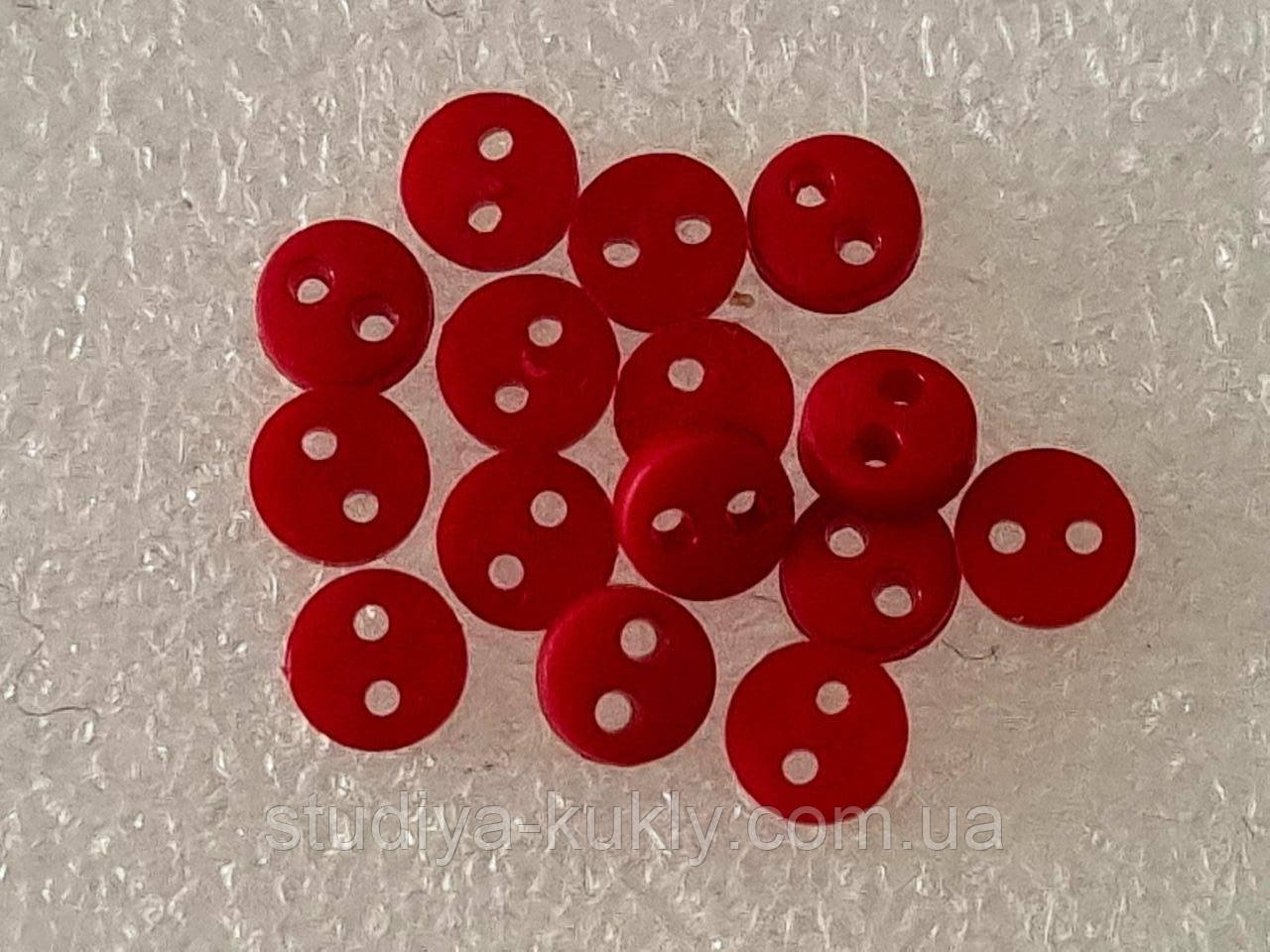 Гудзик для ляльок мікро, 4 мм, № 4.3/1, червоного відтінку, матова., фото 1