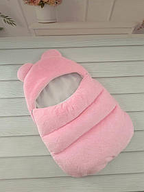 Спальник Ведмедик для немовлят, штучне хутро кролик, рожевий