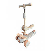 Самокат триколісний дитячий 818 Вертоліт 2в1 grey (із сидінням і підсвіткою коліс) Сірий