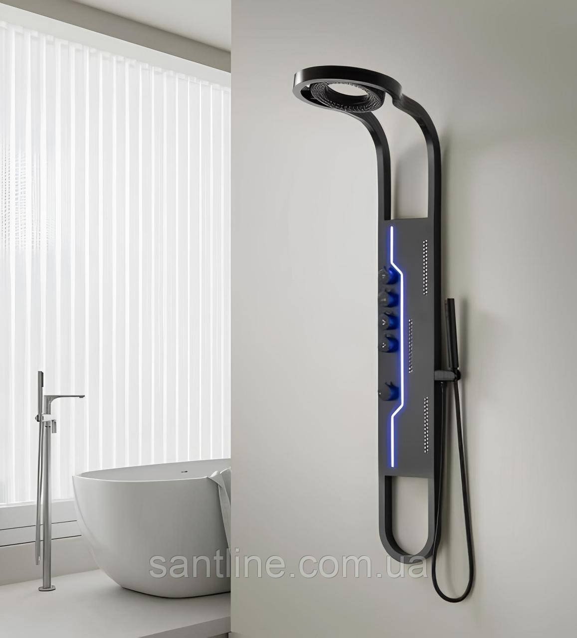 Душова стійка MT-5995 144x30 см з гідромасажем, тропічним душем, ручною лійкою, фото 1