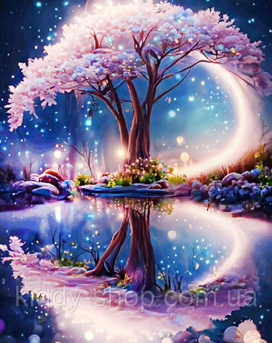 Діамантова вишивка. Картина на підрамнику "Дерево життя", 40х50см, квадратні стрази, фото 1