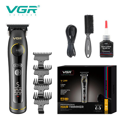 Тример VGR V-299 BLACK, 4 насадки, 9000RPM, 2000 mAh, 5 рівнів швидкості,  LED display, фото 1