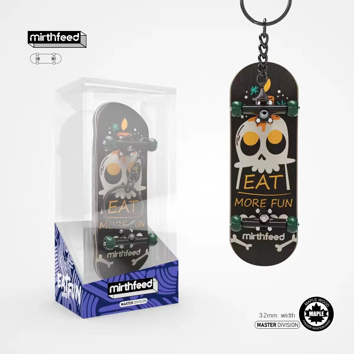 Фінгерборд професійний Mirthfeed Eat More Fun дерев'яний з підшипниками, фото 1