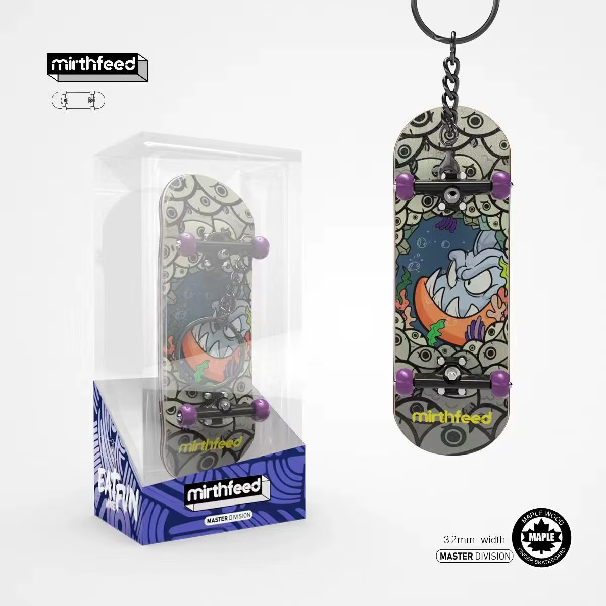 Фінгерборд професійний Mirthfeed Fish дерев'яний з підшипниками, фото 1