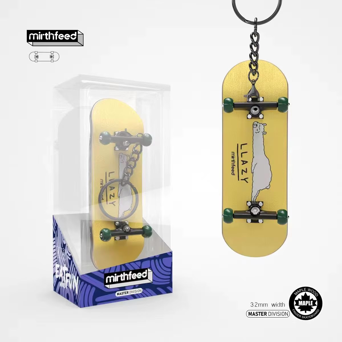 Фінгерборд професійний Mirthfeed Lazy Lama дерев'яний з підшипниками, фото 1