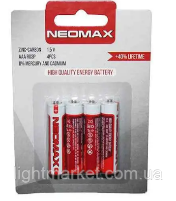 ST 9329  Батарейка NEOMAX R03P/AAA сольова у плівці, фото 1