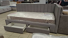 Дитяче ліжко в тканині з шухлядами Маріо Д 03