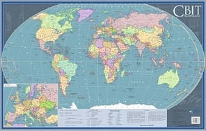 Світ 1:35 000 000  політична картон ламінація А2  98*67см А1