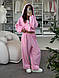Стильний жіночий осінній базовий прогулянковий костюм широкі штани палаццо спортивна кофта на блискавці двонитка, фото 2