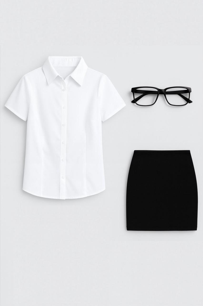 Костюм Секретарки для вечірки набір з 5 предметів Apmi чорно-білий, фото 1