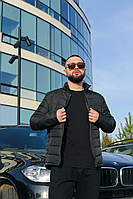 Куртка чоловіча чорна весняна демісезонна легка на блискавці стильна і комфортна повсякденна