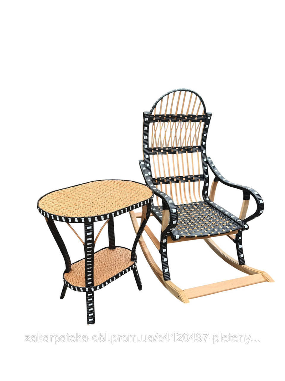 Набір крісло качалка і журнальний столик в чорному кольорі, фото 1