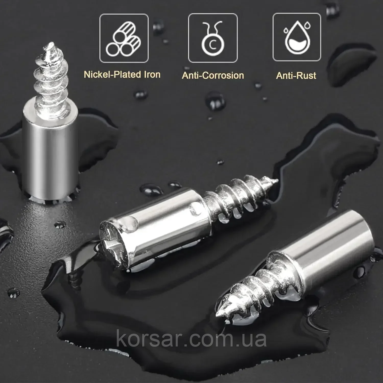 Тримачі для полиць, кронштейнів, перегородок шафи, фіксований гвинт із нековзною накладкою. 10+10 шт, фото 1