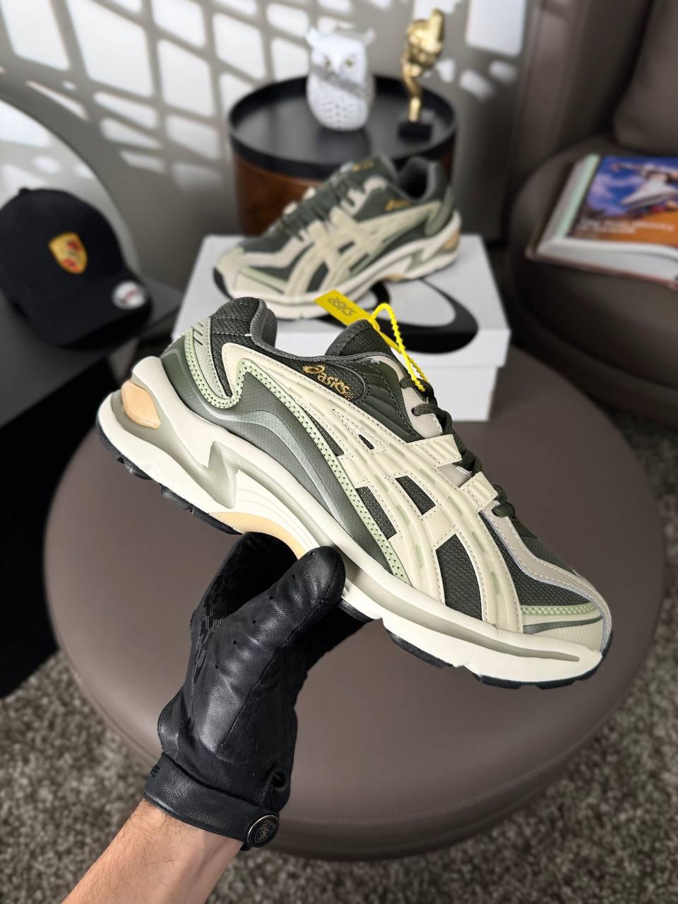 Чоловічі шкіряні текстиль кросівки Asics Gel-Preleus GTX Khaki Beige, кеди Асикс шкіра текстиль. Чоловіче взуття