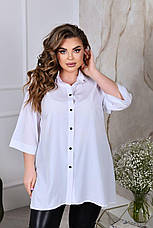 Біла офісна жіноча сорочка великого розміру з широкими рукавами, фото 4