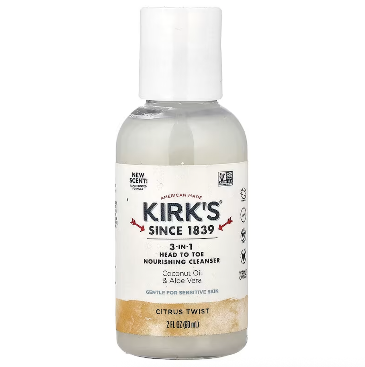 Kirk's, 3-в-1 живильний очищувальний засіб від голови до п’ят, цитрусовий, 60 мл, фото 1