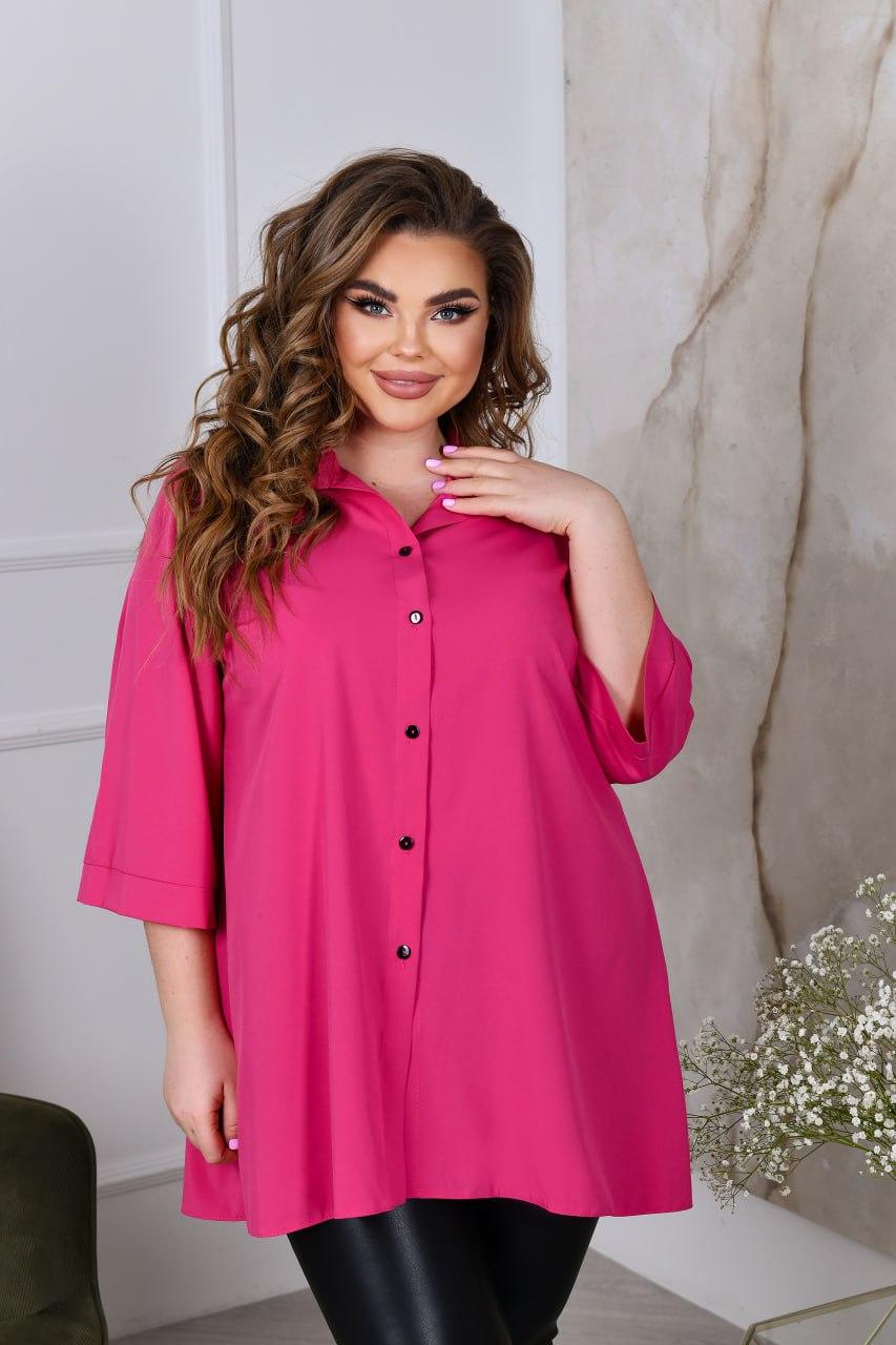 Яскрава трапецієподібна жіноча сорочка з широким рукавом