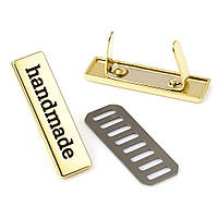 Крафтова бірка Handmade золото, Набір з 2 елементів, металева бірка хендмейд