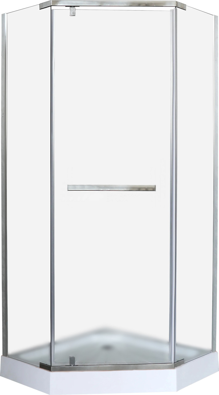 Душова кабіна 90x90х195см  п'ятикутна з низьким піддоном розпашна двері матове загартоване скло 6мм, фото 1