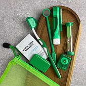 Набір для брекетів, 8 предметів та косметичка (салатовий)