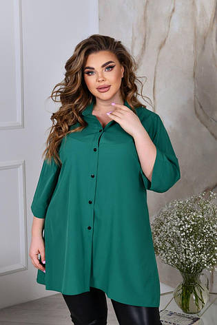 Зелена жіноча сорочка трапеція великого розміру широка, фото 2