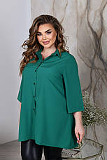 Зелена жіноча сорочка трапеція великого розміру широка, фото 3