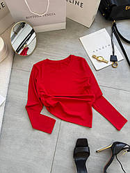 Жіночий червоний демісезонний базовий однотонний лонгслів з комфортної віскози. 42-46