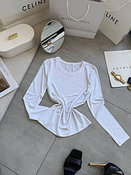 Жіночий білий демісезонний базовий однотонний лонгслів з комфортної віскози. 42-46