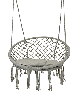 Підвісне крісло-гойдалка садове з подушкою для саду WCG Плетена кругла гойдалка гніздо + подушка Білий