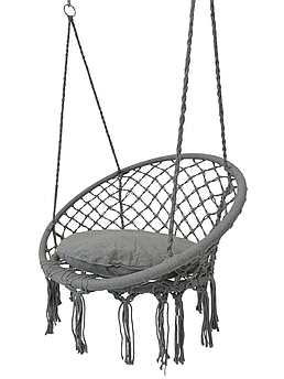 Підвісне крісло-гойдалка садове з подушкою для дому WCG Плетене кругле крісло гніздо + подушка Графітовий