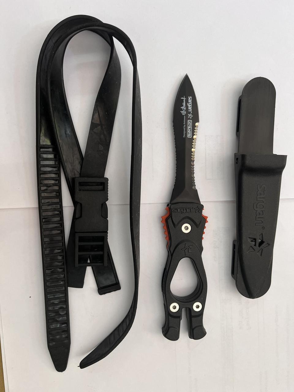 Спеціальний ніж підводного мисливця Sargan Сталкер-Стропоріз Z1 з тефлоновим покриттям., фото 1