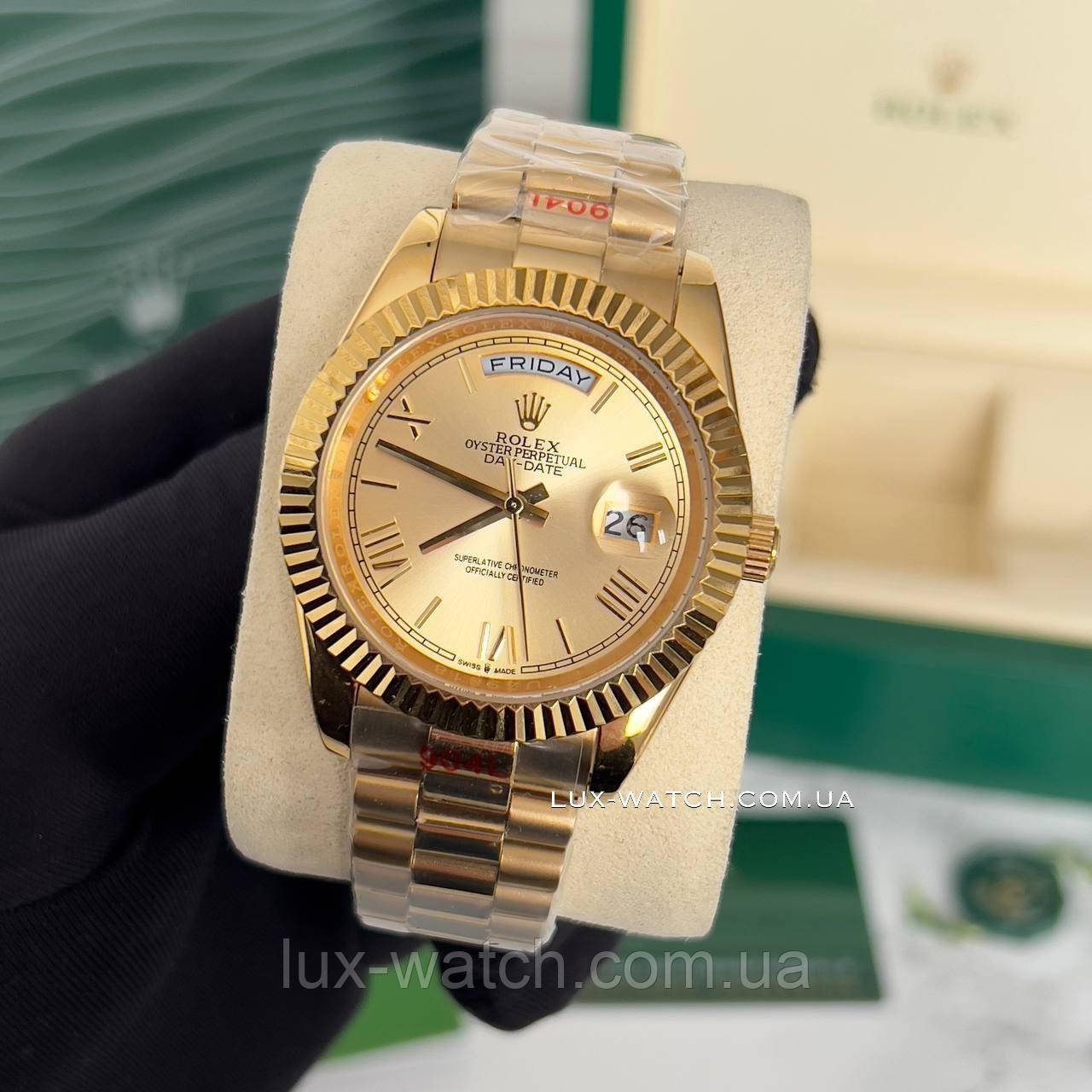Годинник чоловічий Rolex Day Date золотого кольору, фото 1