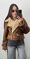 Коричнева дублівка жіноча коротка S M L
