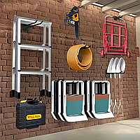 Тримач настінний для садових інструментів та інвентарю. Метал. 25 х 10 х 7 см. Настінний органайзер.